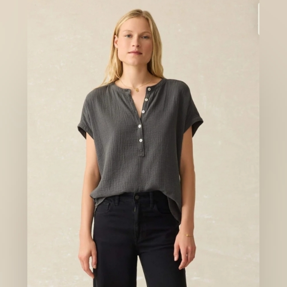 NWT Faherty Dream Cotton Gauze Desmond Top